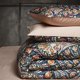 Cupocupa King Duvet Cover Set - 3pc Dark Navy Paisley Boho Bedding - Luxury Art Deco Floral Botanical Print, Soft Microfiber Reversible Quilt Cover with Pillowcases (King, 104"x90") Cupocupa