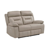Lexicon Power Double Recliner Loveseat, Top Grain Leather Match Reclining Loveseat with Pillow Top Armrests, Home Theater Seating, Wall Hugger Recliner Love Seat with USB Port, 62.5" W, Latte Lexicon