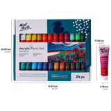 Mont Marte Acrylic Paint Set 24 Colours 36ml 2 PACK, Perfect for Canvas, Wood, Fabric, Leather, Cardboard, Paper, MDF and Crafts Mont Marte
