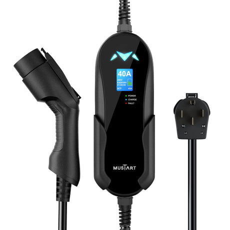 MUSTART 40 Amp Level 2 Portable EV Charger Charging Cable Station, Electric Vehicle Charger Plug-in EV Charging Station with All J1772 EV Cars (240 Volt, 25ft Cable, NEMA 14-50) MUSTART