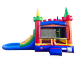 Inflatable Bounce House with Slide for Kids - Backyard Modular Rainbow Castle Combo Bouncer with Water Pool, Outdoor Toys, Jumpers for Kids - Bounce House with Blower & Stakes - 12' x 12' Area Pogo Bounce House