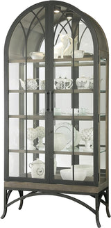 Howard Miller Ramona II Curio Cabinet II, Silver Finish - Lockable Storage Cabinets Vertical Home Decor for Collectibles, Decorative Items & Illuminated Display for Office with Aged Iron Metal Base Howard Miller
