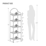 Hzuaneri Bookcase Bookshelf, Tempered Glass Bookshelves, Slim Shelving Unit for Bedroom, Bathroom, Home Office, Steel Frame, 5 Tier White BC05099W Hzuaneri