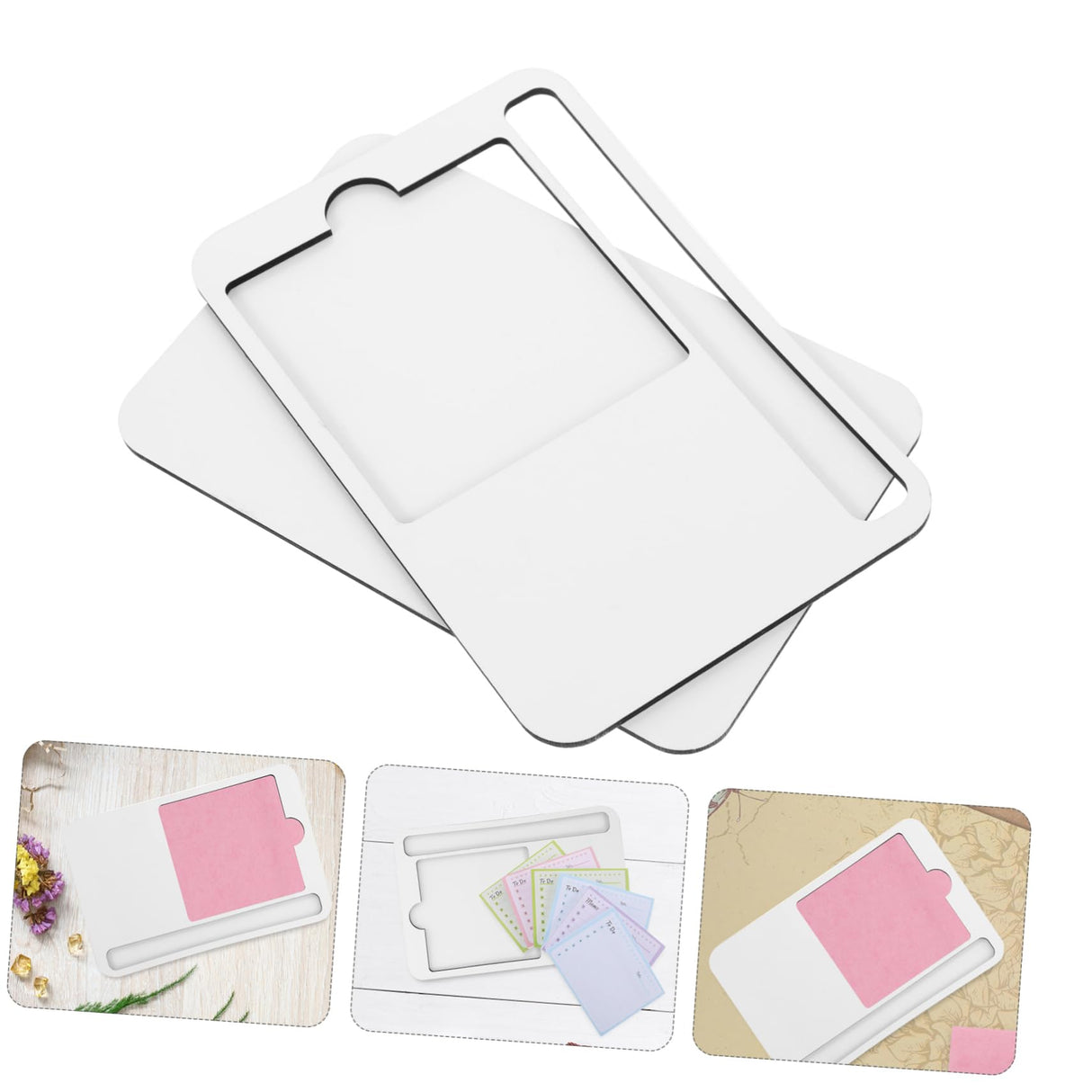ORFOFE Sublimation Note Pad Sublimation Blanks Memo Pads Sticker Holder Sticky Memo Note Tray Sticky Memo Note Holder Note Pads Memo Sticker Holder Memorandum Decorate Wooden ORFOFE