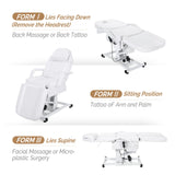 OmySalon Fully Electric Salon Facial Bed Chair, Multi-Purpose Massage Tattoo Lash Waxing Table, Height Backrest Footrest Adjustable, for Beauty Barber Spa (White) OmySalon