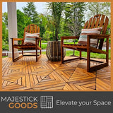 Interlocking Deck Tiles 8 Pack Diagonal - Snap Together Wood Flooring | 12 x 12 Acacia Hardwood Outdoor Flooring for Patio | Floor Decking Tile - Balcony Backyard Decor, Outside Wooden Patio Pavers Majestick Goods