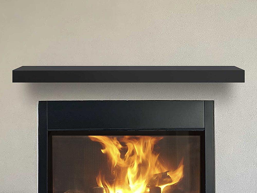 MANTELSDIRECT Tucker 68 Inch Metal Powder Coated Steel Non-Combustible Fireplace Mantel Shelf - Black | Beautiful Modern Shelf Perfect for Electric Fireplaces and More! MANTELSDIRECT