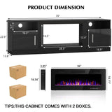 LEMBERI Fireplace tv Stand with 36 inch Fireplace Up to 80" TVs,LED Light Entertainment Center and Storage, 70" Modern Wood Media TV Console with Highlight Cabinet for Living Room (Black) LEMBERI