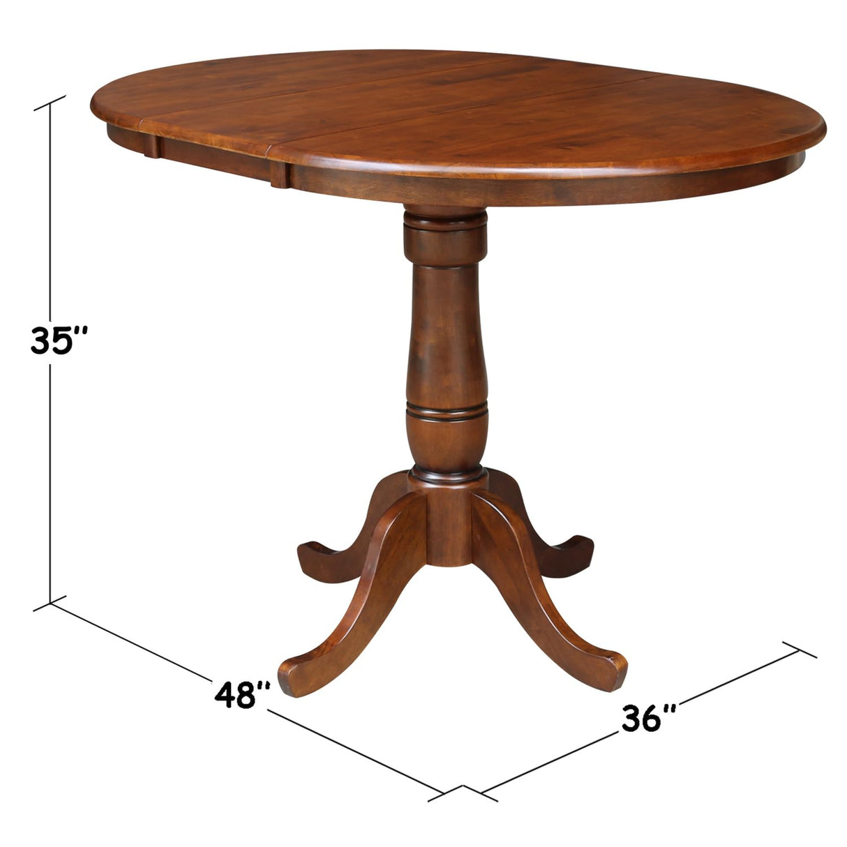 International Concepts Counter Height 36-Inch Round Extension Table with 12-Inch Leaf, Espresso IC International Concepts
