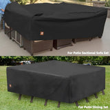 ClawsCover 5-6 Pieces Patio Furniture Sets Covers Waterproof,4 Seater Wicker Rattan Outdoor Sectional Couch Sofa Cover,Fadeless Tearproof Patio Table Set Cover,Rectangle,85Lx59Wx25H Inch ClawsCover