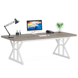 Tribesigns 70.8-Inch Executive Desk, Large Computer Office Desk Workstation, Modern Simple Style Laptop Desk Study Writing Table Business Furniture for Home Office (Grey/White, 70.8 Inch) Tribesigns