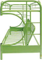 BOWERY HILL Build-in Side Ladders Twin Over Full Futon Metal Bunk Bed in Green BOWERY HILL