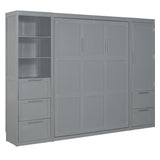 Ball & Cast Murphy Bed Queen Size,Hideaway Wall Chest with Closet and Drawers,Storage Cabinet Bed Frame w/Shelves,can be Folded into a Cabinets,Bedroom Folding Bedframe for Guest Room,Study,Gray Ball & Cast