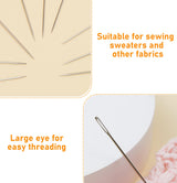 FIVEIZERO 60 PCS Large Eye Sewing Needles, 6 Sizes Hand Sewing Needles, Leather Needle Embroidery Thread Needle, Stainless Hand Quilting Needles with Threaders for Hand Sewing Art Crafts FIVEIZERO
