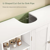 TEENFON 35.4" Pedestal Sink Storage Cabinet with 2 Doors and Adjustable Shelves, Bathroom Sink Cabinet, Under Sink Storage with U-Shape Cut-Out, White TEENFON