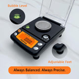 TOPWEIGH Milligram Scale, Dual Powered, Large Display, mg Scale, Adjustable Feet, 50g x 0.001g -Black, Digital Powder Scale, Level Bubble, Accurate and Sensitive TOPWEIGH