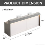 Huariifowm Modern Reception Counter, Office Reception Stand with Drawers Front Desk Reception Room Table with Keyboard Holder for Office (Grey/Regular Type, 86.61" L*23.62" W*39.37" H) Huariifowm