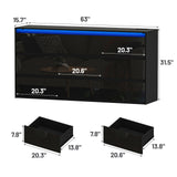 Halitaa Black TV Stand, Storage Cabinet with 9 Drawers for Bedroom Modern Large High Gloss Cabinet for Living Room Office(63" W) Halitaa