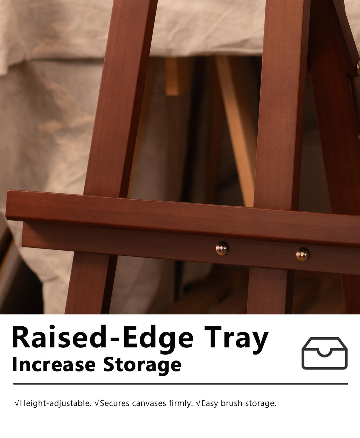 DJAR Wooden Art Easel for Painting,Adjustable Pine Wood Floor Easels for Adults Artist Beginners,Hold Canvas up to 39'',Tool-Less Installation Easel,Walnut DJAR