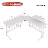 PayLessHere L Shaped Desk Corner Gaming Desk Computer Desk with Large Desktop Studying and Working and Gaming for Home and Work Place,White PayLessHere
