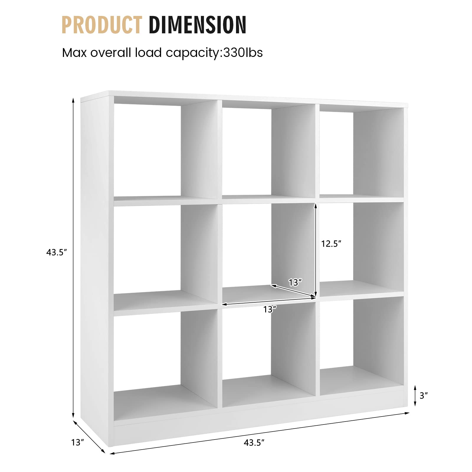 Giantex 9-Cube White Bookcase - Modern 4-Tier Freestanding Storage Organizer with Anti-Tipping Kit - WoodArtSupply