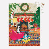 Galison Fireside Friends 1000 Piece Puzzle in Square Box from Galison - Holiday Puzzle for Adults with Beautiful Artwork, Thick and Sturdy Pieces, Makes a Wonderful Gift! Galison