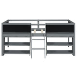 Bellemave Twin Low Loft Bed with Movable Shelves, Chalkboard, and Storage - Gray Bellemave