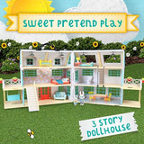 Sunny Days Entertainment Honey Bee Acres Buzzby Farmhouse – 49 Furniture Accessories with 2 Exclusive Figures | 15 Inch Dollhouse Playset | Pretend Play Toys for Kids Sunny Days Entertainment