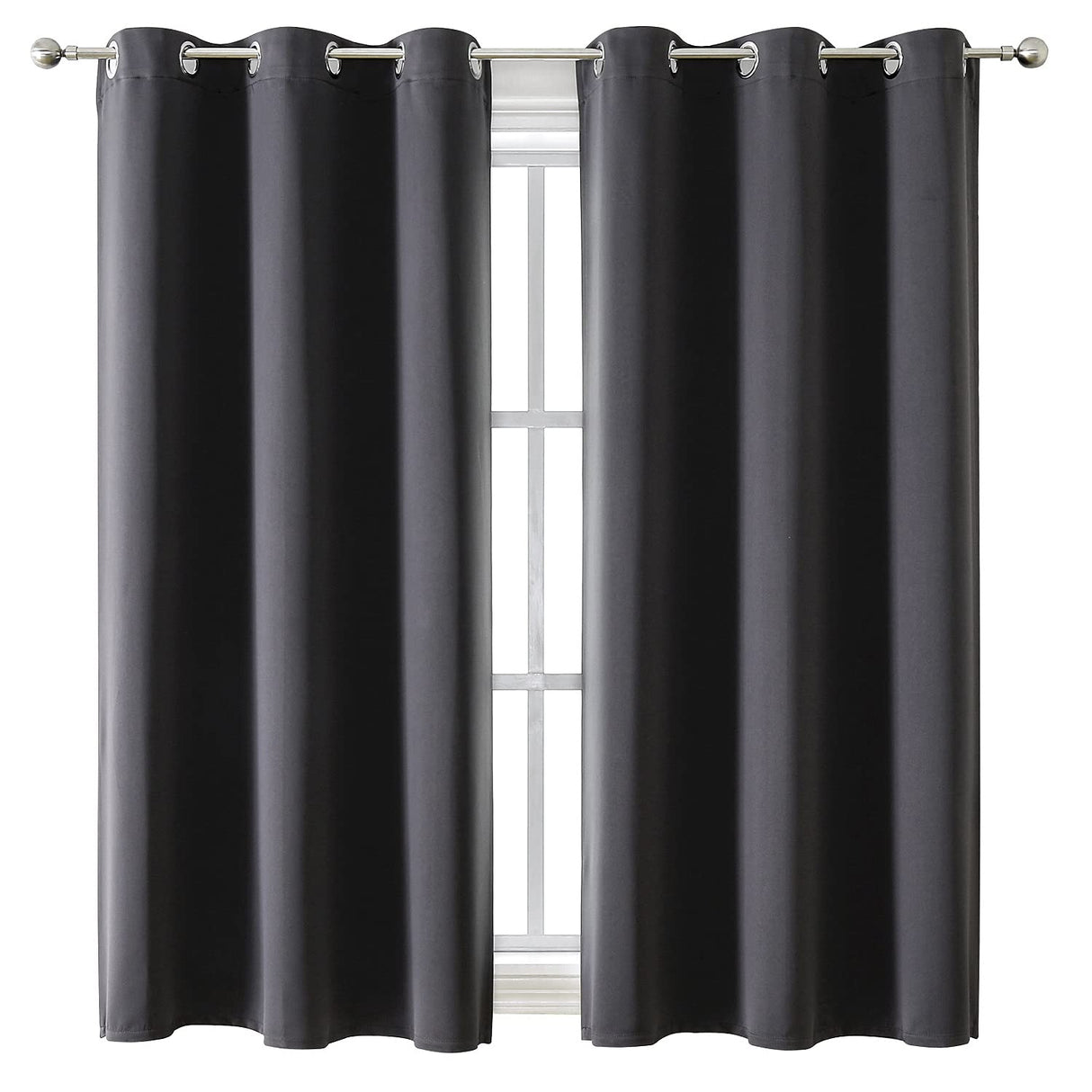 ChrisDowa Grommet Blackout Curtains for Bedroom and Living Room - 2 Panels Set Thermal Insulated Room Darkening Curtains (Dark Grey, 42 x 63 Inch) ChrisDowa