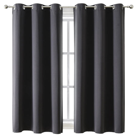 ChrisDowa Grommet Blackout Curtains for Bedroom and Living Room - 2 Panels Set Thermal Insulated Room Darkening Curtains (Dark Grey, 42 x 63 Inch) ChrisDowa