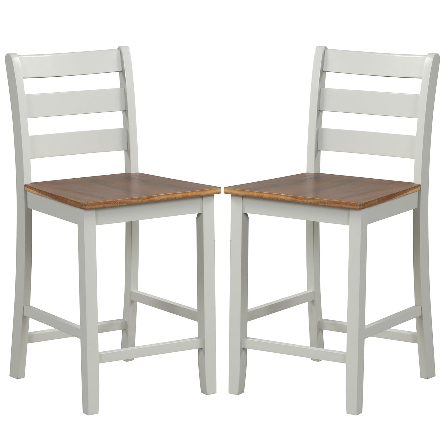 Giantex Counter Height Bar Stools Set of 2, 24" Farmhouse Counter Height Bar Dining Chairs with Back, Rubber Wood Footrest, Acacia Wood Legs, Wooden Barstools for Kitchen Island Pub Restauran - WoodArtSupply