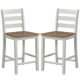 Giantex Counter Height Bar Stools Set of 2, 24" Farmhouse Counter Height Bar Dining Chairs with Back, Rubber Wood Footrest, Acacia Wood Legs, Wooden Barstools for Kitchen Island Pub Restaurant, White Giantex