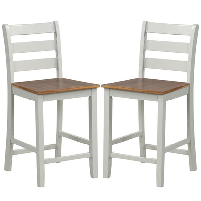 Giantex Counter Height Bar Stools Set of 2, 24" Farmhouse Counter Height Bar Dining Chairs with Back, Rubber Wood Footrest, Acacia Wood Legs, Wooden Barstools for Kitchen Island Pub Restauran - WoodArtSupply