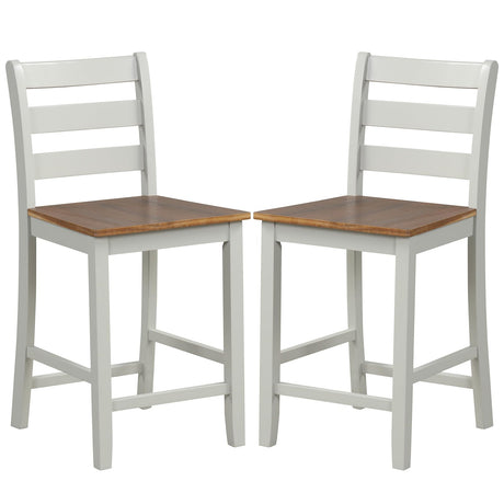 Giantex Counter Height Bar Stools Set of 2, 24" Farmhouse Counter Height Bar Dining Chairs with Back, Rubber Wood Footrest, Acacia Wood Legs, Wooden Barstools for Kitchen Island Pub Restaurant, White Giantex