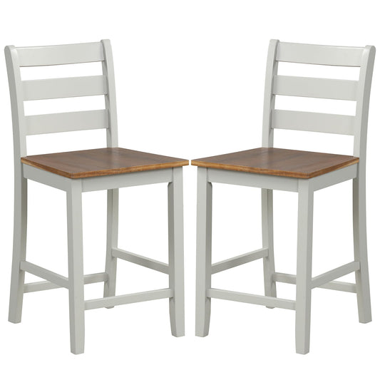 Giantex Counter Height Bar Stools Set of 2, 24" Farmhouse Counter Height Bar Dining Chairs with Back, Rubber Wood Footrest, Acacia Wood Legs, Wooden Barstools for Kitchen Island Pub Restauran - WoodArtSupply