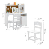GarveeHome Kids Desk and Chair Set,Study Desk for Kids with Hutch, Storage Cabinet, Wooden Children Study Table, Student Writing Desk Computer Workstation for Kids Bedroom & Study Room,White GarveeHome