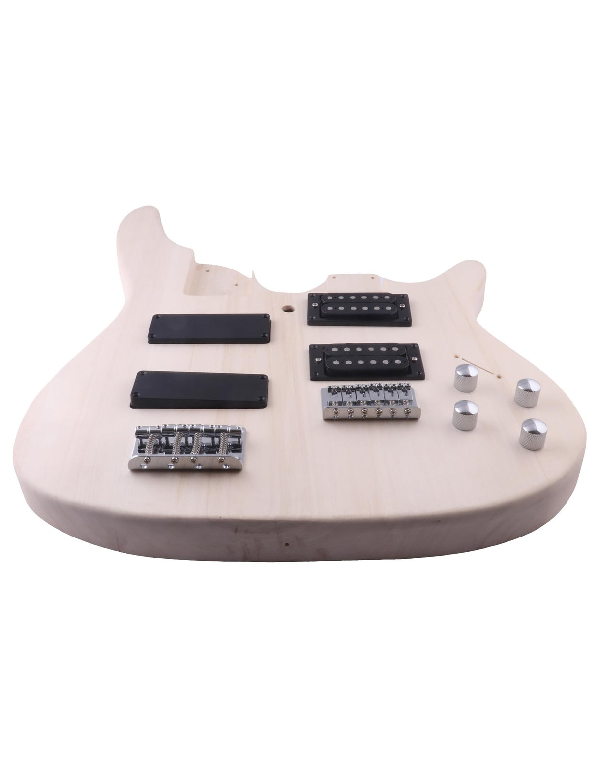 Fistrock DIY Electric Guitar and Bass Double Neck Kit 6 String and 4 String Guitar Kits Right Handed with Basswood Body Hard Maple Neck Chrome Hardware Build Your Own Bass and Guitar. Fistrock