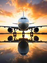 IPISSOI Diamond Art Painting Kits for Adults Airplane Landing at A Airport Round 5D Paint with Diamonds Airplane Pictures Gem Art Painting Kits DIY Crafts 12x16 inch IPISSOI