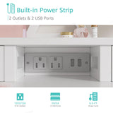 KAI-ROAD White Makeup Vanity Desk with Mirror and Lights, Vanity Set with Chair, Make Up Dresser Table with Drawers and Power Outlet for Girls Bedroom Small Space KAI-ROAD