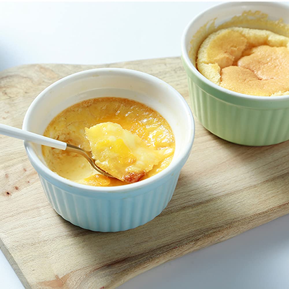 YAZYLIFE Ramekins 6oz Oven Safe,Creme Brulee Ramekins and Souffle Dishes,Porcelain Ramekin Baking Bowls,Dipping Sauce Dish.Pudding Cups,Set of 6,Colorful. (Colorful) YAZYLIFE