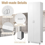 Tangkula 73.5 Inch Tall Storage Cabinet with Double Door, Freestanding Pantry Cabinet with Adjustable Shelf & Anti-tilt Design, Modern Utility Organizer for Kitchen Living Room (White) Tangkula