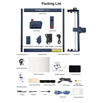 ATOMSTACK A5 M50 Laser Engraver, 40W Laser Cutter with 0.08mm Fixed-Focus Compressed Laser Spot and Eye Protection Glass, Laser Engraving Machine for Wood Metal, Engraving Area 410x400mm - WoodArtSupply
