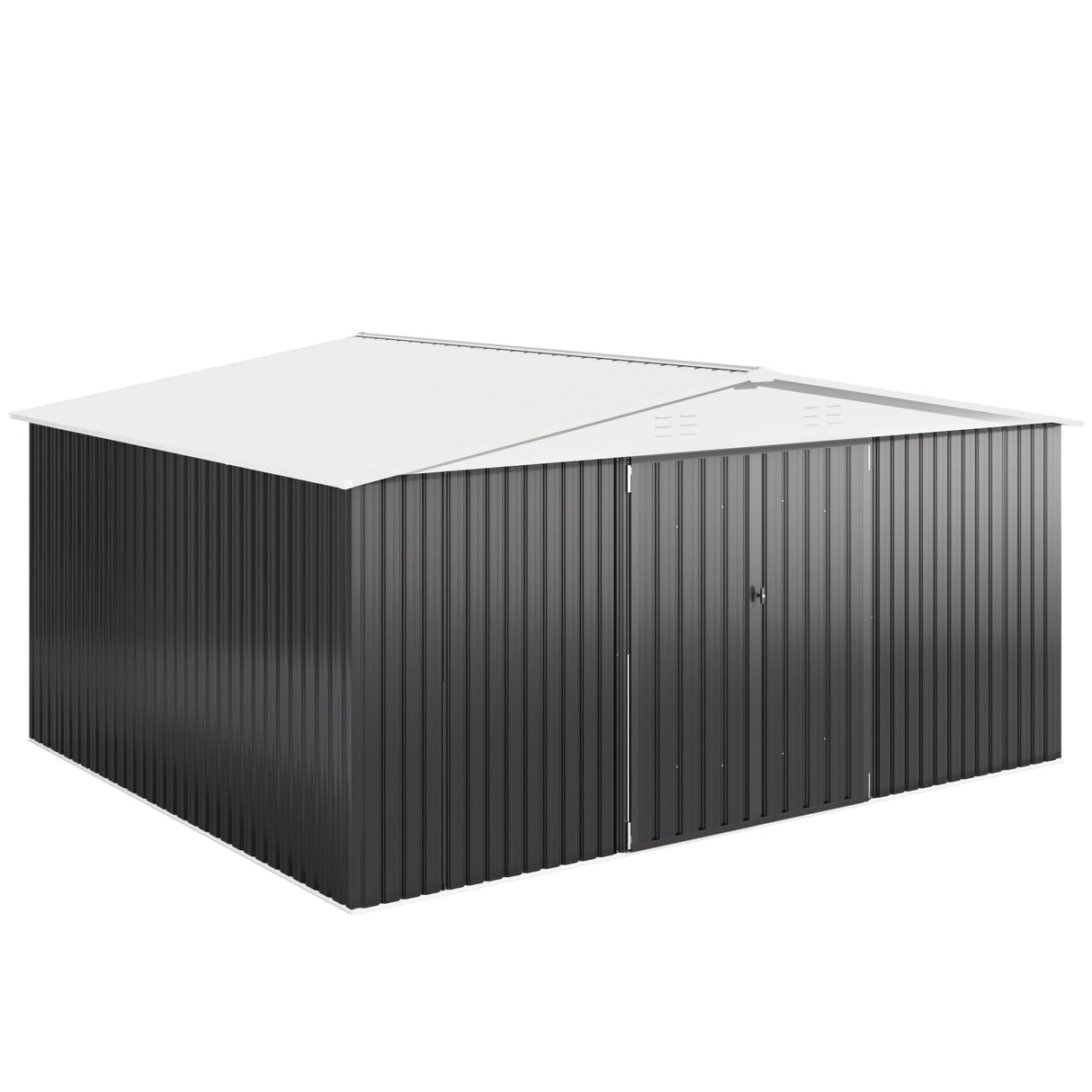 VIWAT 12x14 FT Outdoor Storage Shed, Metal Shed with Updated Frame Structure and Lockable Doors, Large Shed Upgrade Height Ideal for Garden, Backyard, Patio Utility and Tool Storage, White VIWAT