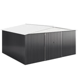 VIWAT 12x14 FT Outdoor Storage Shed, Metal Shed with Updated Frame Structure and Lockable Doors, Large Shed Upgrade Height Ideal for Garden, Backyard, Patio Utility and Tool Storage, White VIWAT