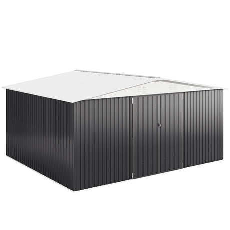 VIWAT 12x14 FT Outdoor Storage Shed, Metal Shed with Updated Frame Structure and Lockable Doors, Large Shed Upgrade Height Ideal for Garden, Backyard, Patio Utility and Tool Storage, White VIWAT