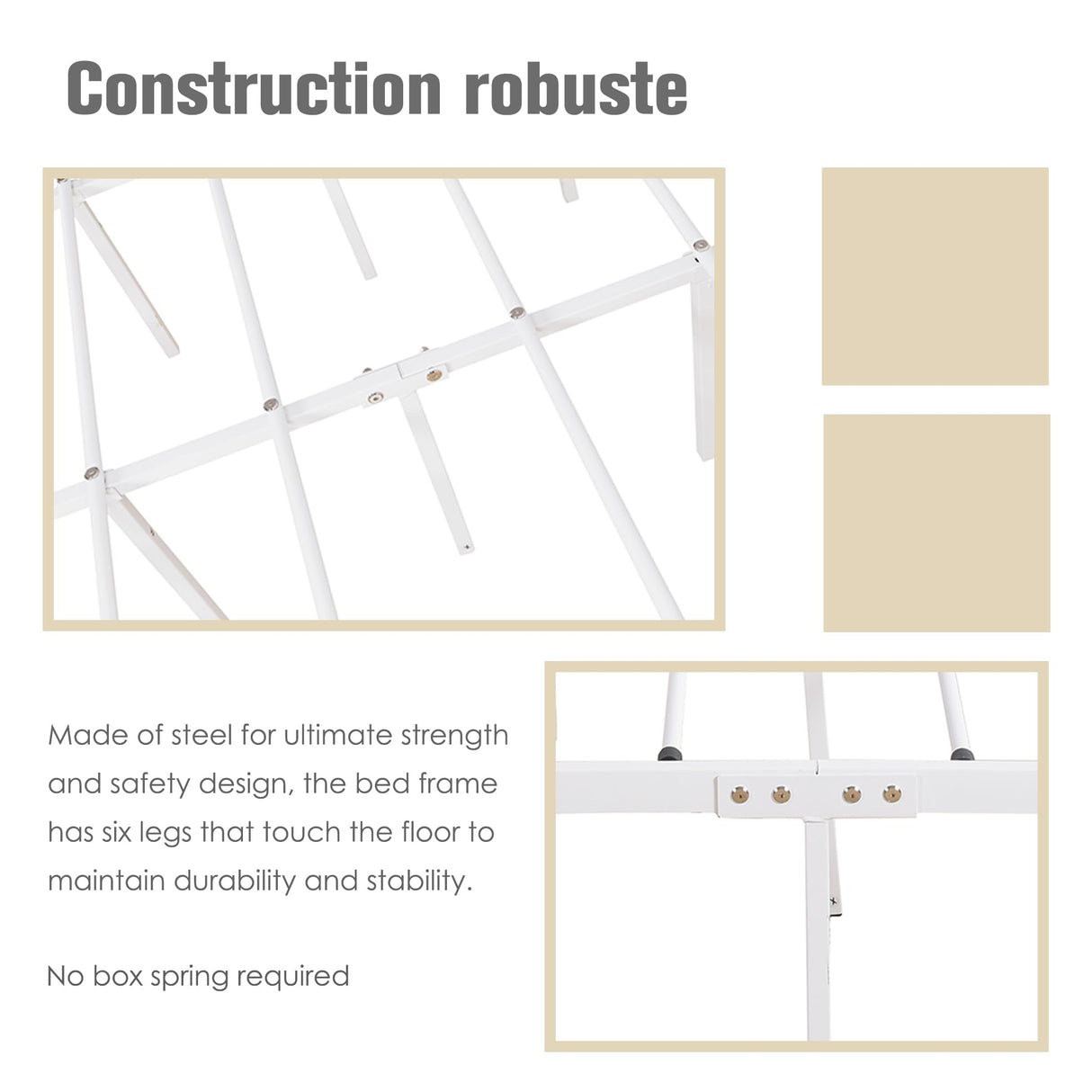 AUFANK Queen Size Canopy Bed Frame Four-Poster Metal Platform Bed with Headboard and Footboard Sturdy Heavy Duty Steel Slat Support No Box Spring Needed White AUFANK