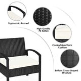 Tangkula AM0583HM 3 Piece Patio Furniture Set with 2 Cushioned Chairs & End Table, Black Tangkula