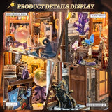 SUNNINO Miniature Dollhouse Kit, 3D Wooden Puzzles for Adults Mini House Building Kit with LED Lights Christmas Birthday Gifts Book Nook Kits Bookshelf Decor for Adults and Teens, Time Magic Club