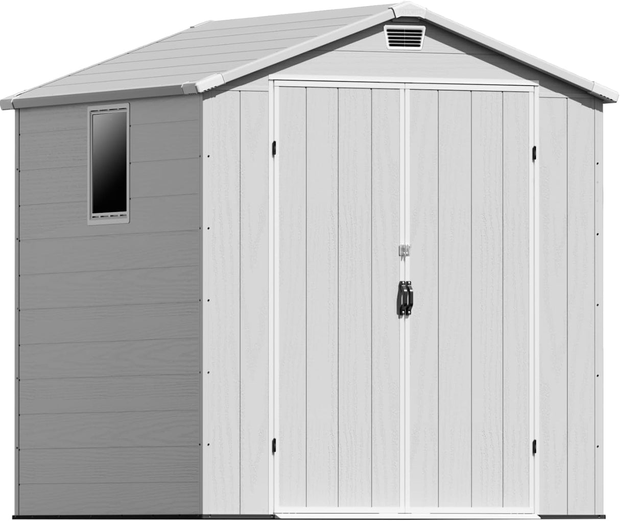 Patiowell 6x6 FT Outdoor Storage Shed with Floor - Resin Tool Shed with Lockable Door & 2 Windows, Easy Assembly for Garden, Backyard, Lawn Equipment, Light Grey Patiowell