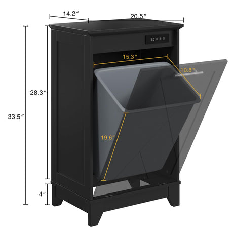 FiveWillowise Tilt Out Trash Cabinet, Kitchen Trash Can Cabinet w/Negative ion and deodorizing Function, Dog Proof 10 Gallon Garbage Can Cabinet for Kitchen, Bathroom, Living Room, Black FiveWillowise
